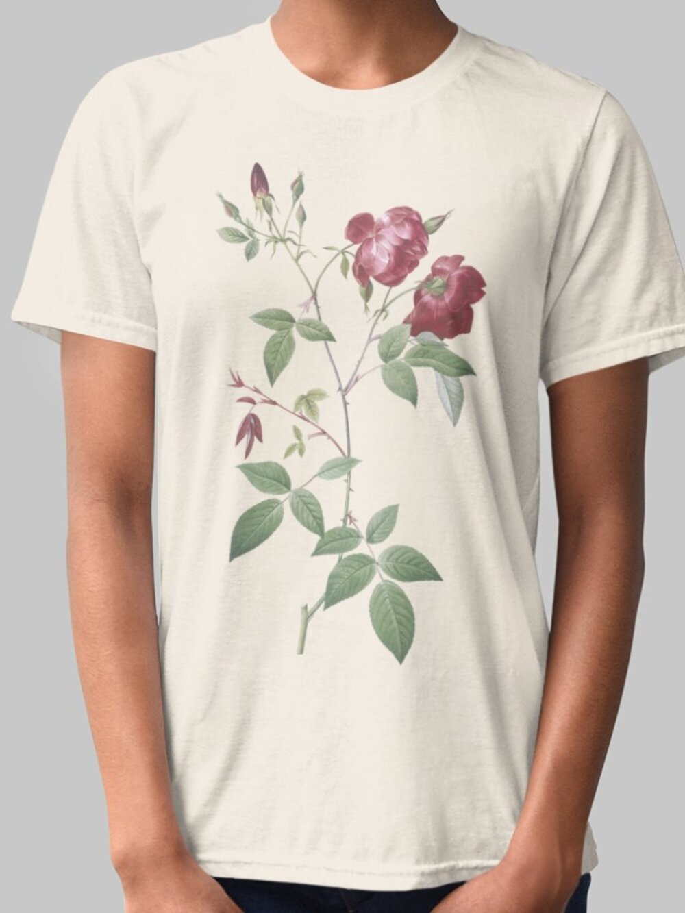 Velvet China Rose Vintage Floral Print Short Sleeve Graphic Tee T-shirt S-XXL